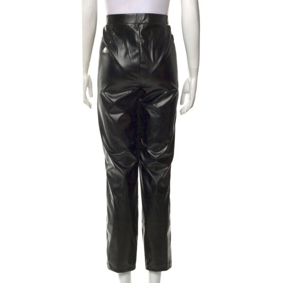 Halston Straight Leg Black Pleather Pants Size M - Picture 3 of 6